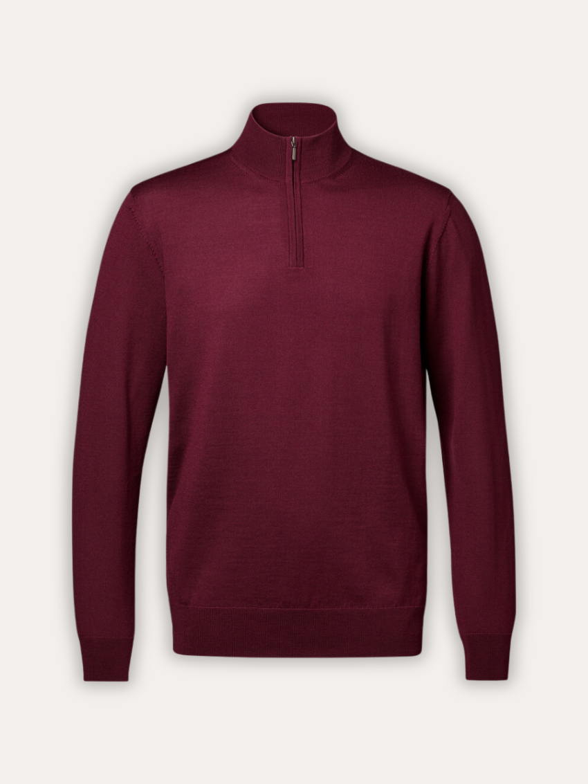 HALF ZIP SWEATER WINE RED