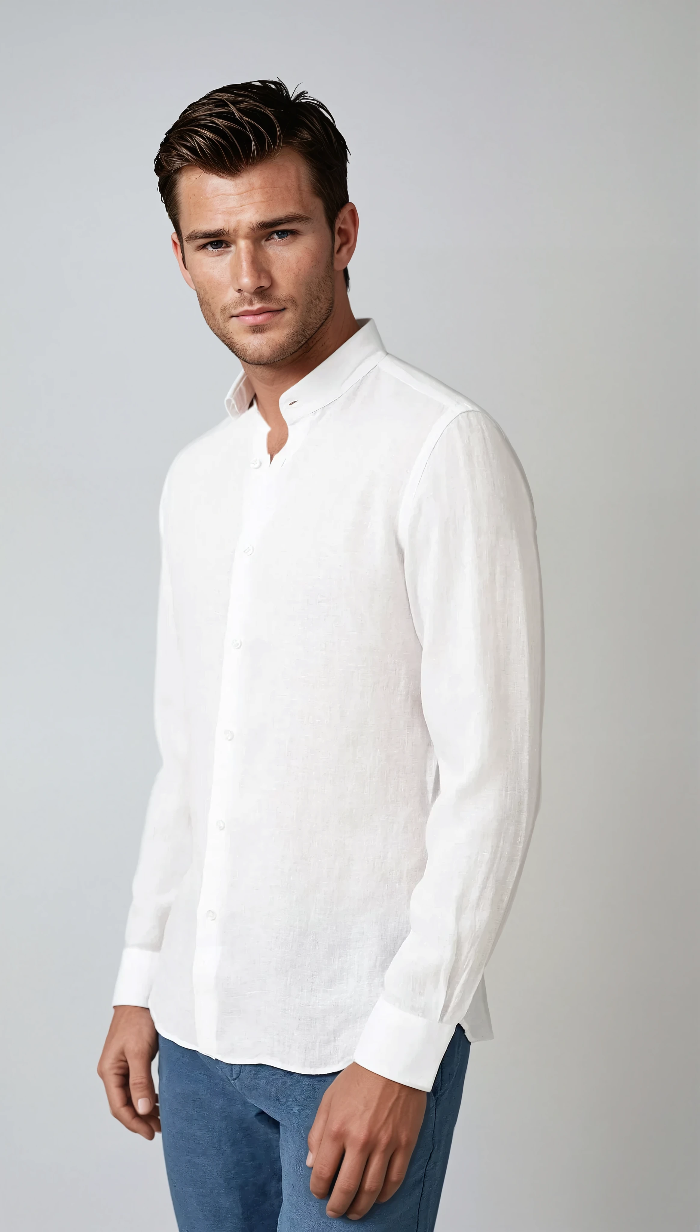 Dubois™| Chemise Linnen Col Mao Blanc