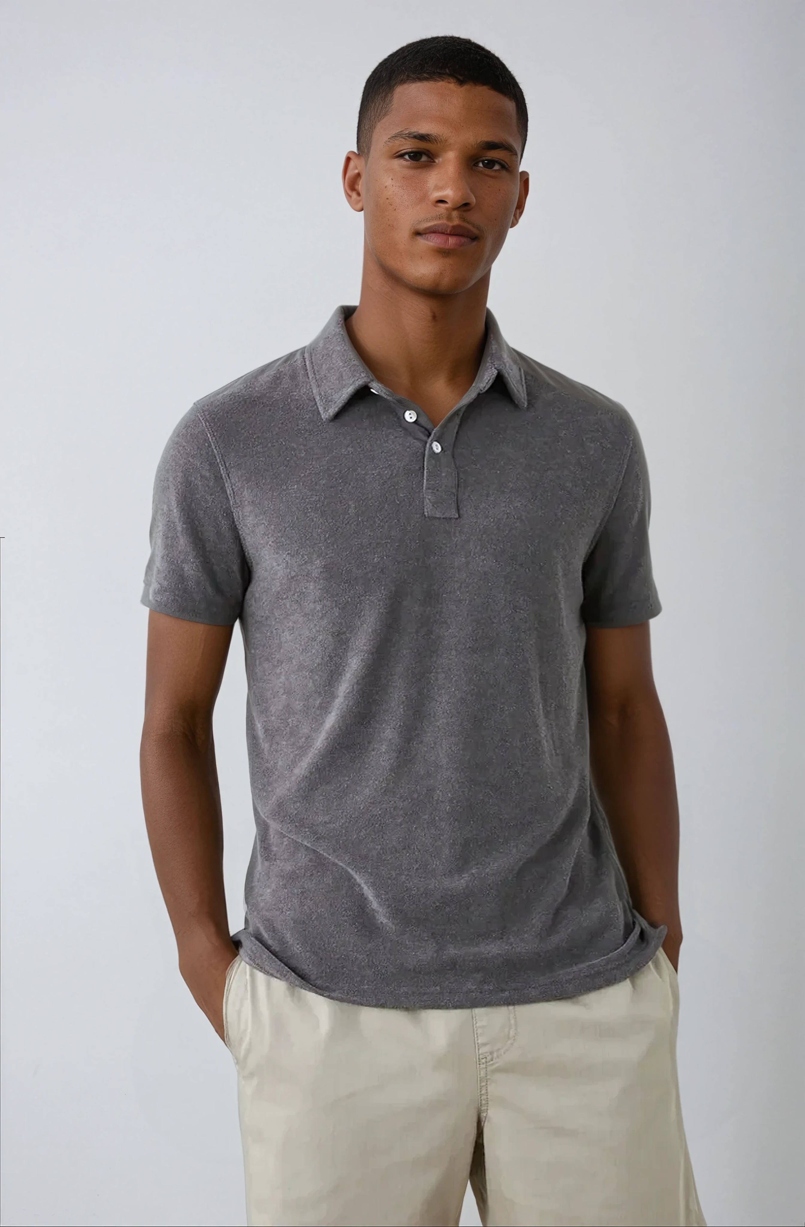 Polo en Tissu Éponge - Gris Foncé