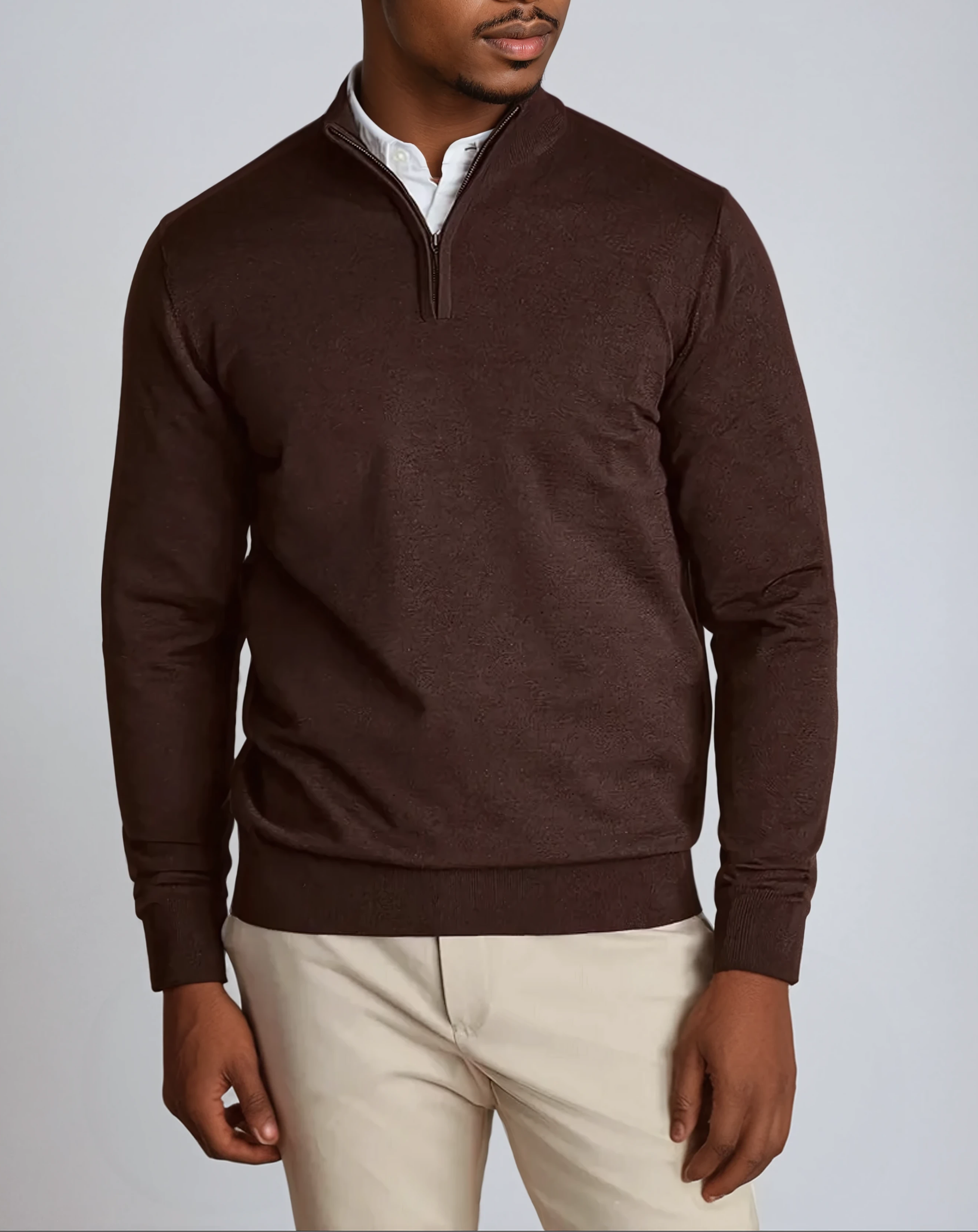 HALF ZIP SWEATER CHOCOLATE