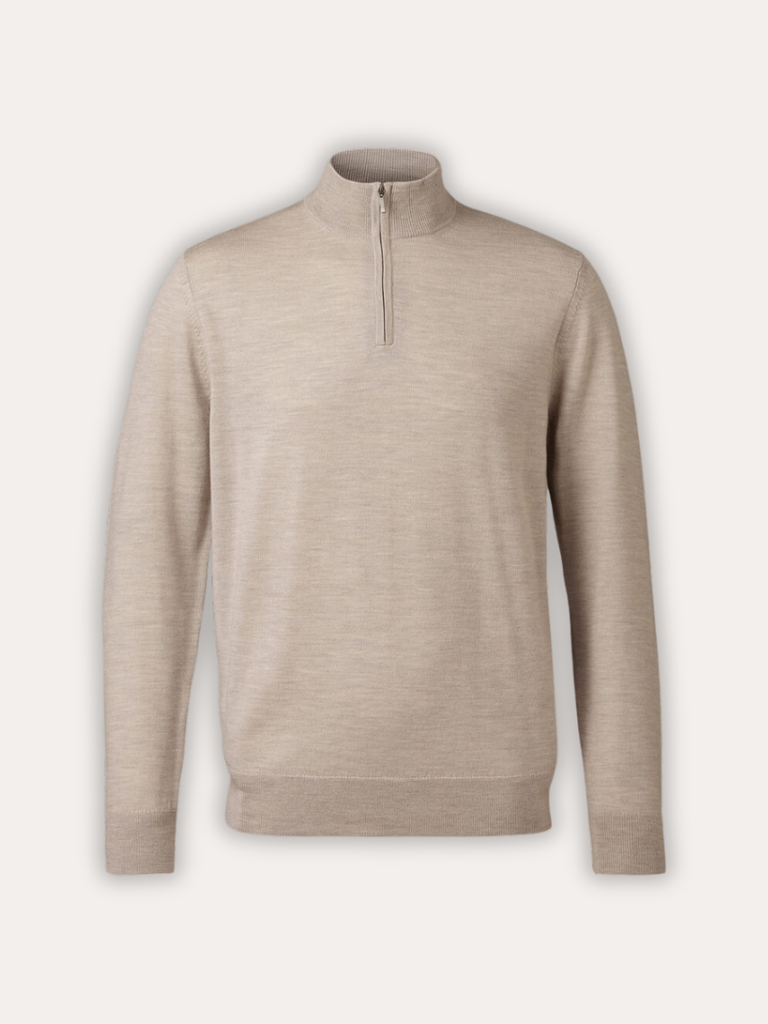 HALF ZIP SWEATER BEIGE