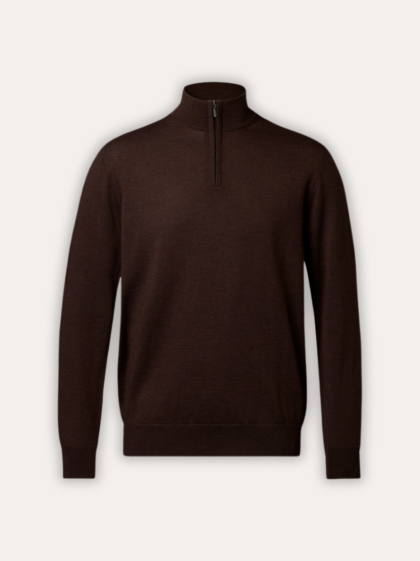 HALF ZIP SWEATER CHOCOLATE