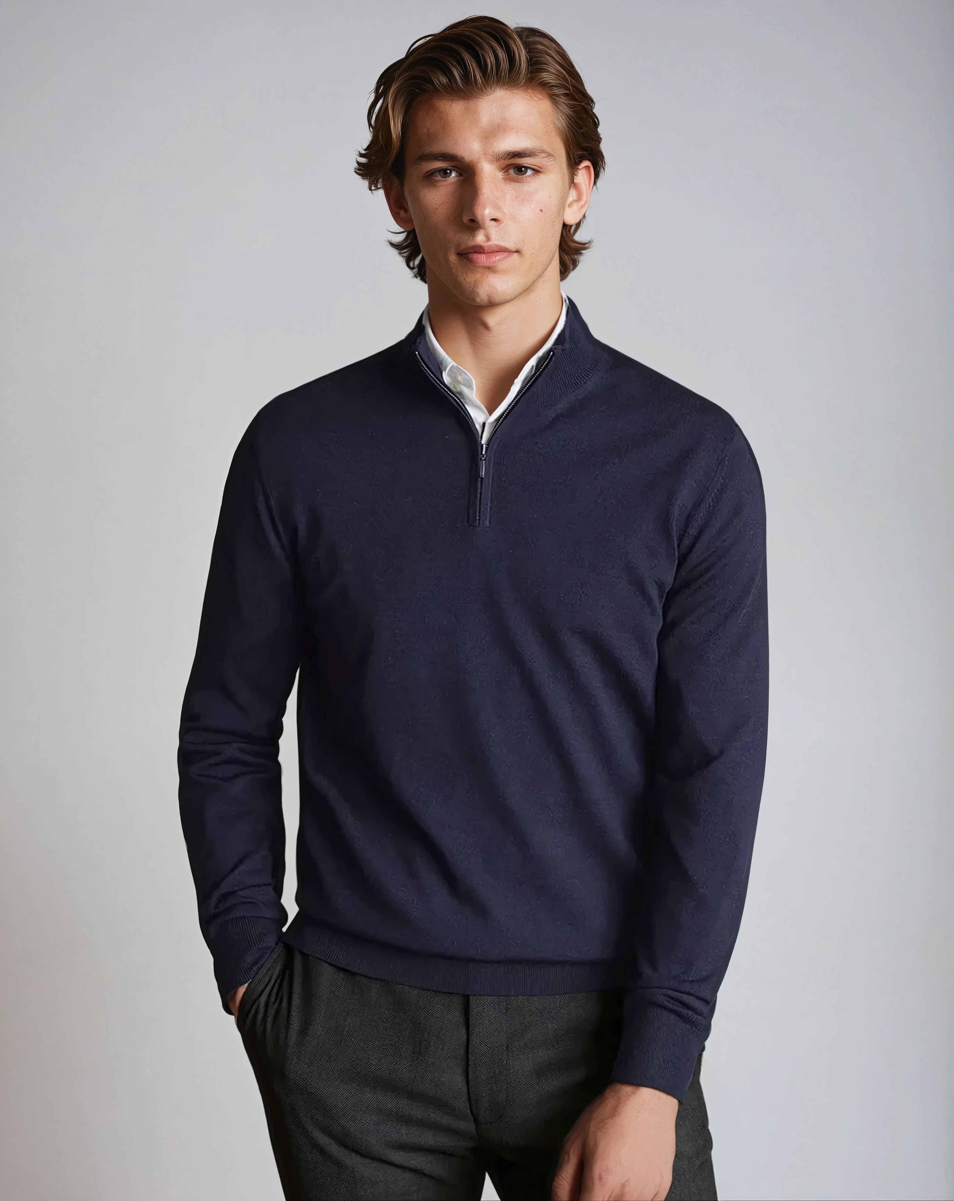 HALF ZIP SWEATER NAVY