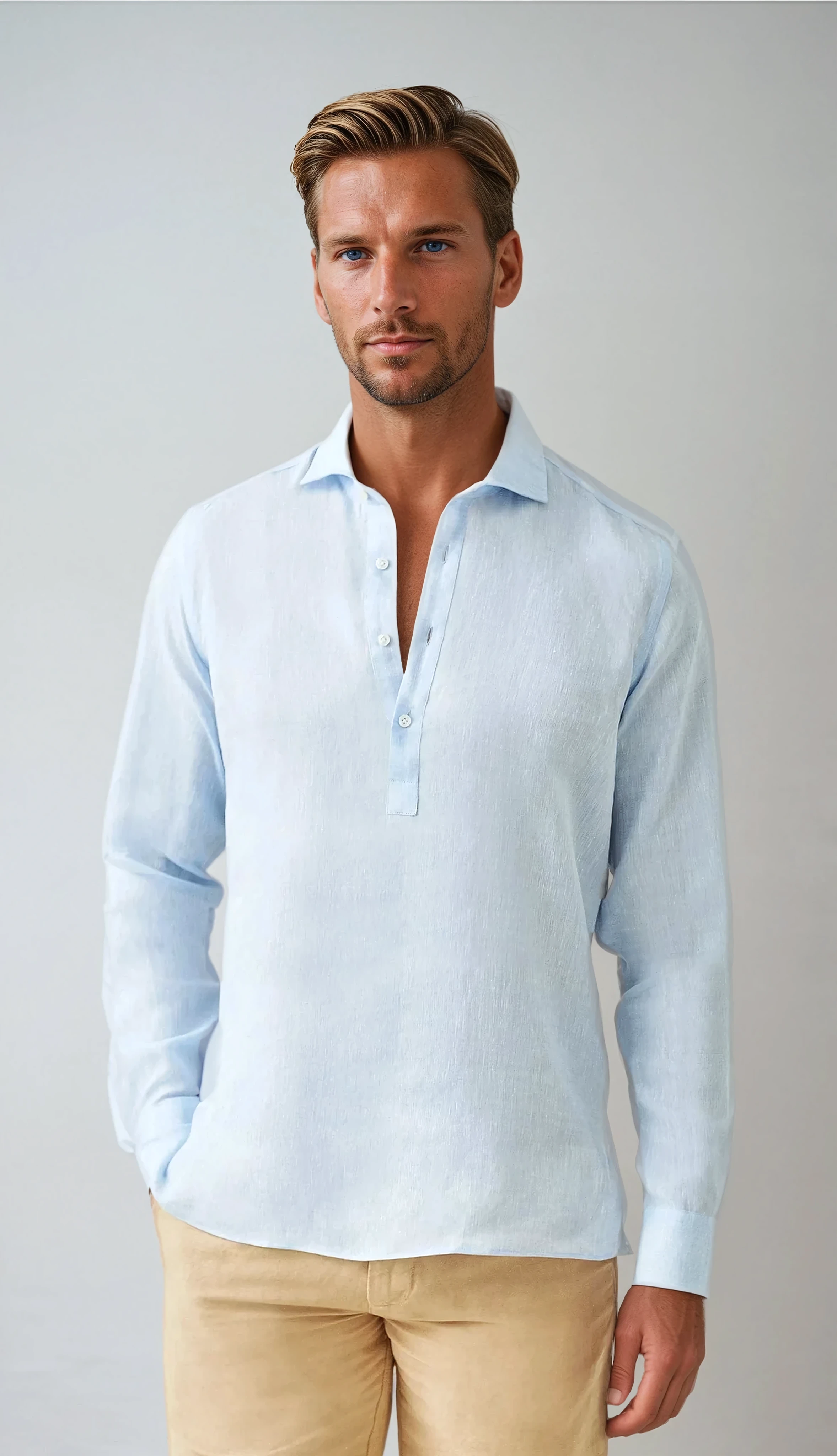 Dubois™| Chemise Pop-over en Lin Bleu clair